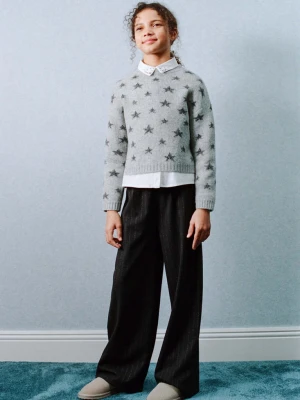 Sweter z lureksu z gwiazdami szary - Dzieci - lata - MANGO KIDS