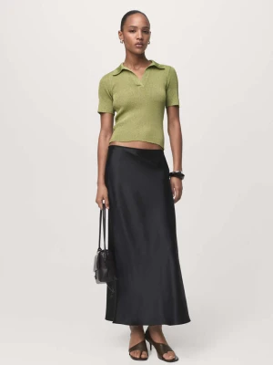 Sweter z lureksu z kołnierzykiem polo pastelowa zieleń - Kobieta - - MANGO