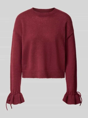 Sweter z marszczonymi rękawami Pieces Bordowy