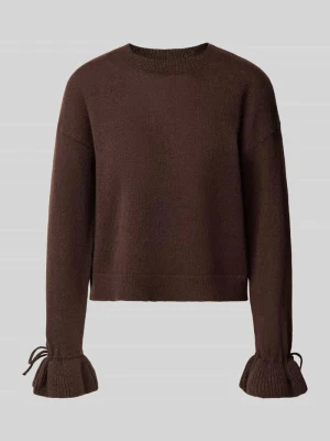 Sweter z marszczonymi rękawami Pieces Ciemnobrązowy