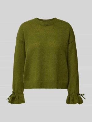 Sweter z marszczonymi rękawami Pieces Oliwkowy