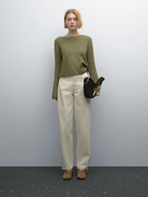 Sweter Z Melanżowej Dzianiny Z Mieszanki Wełny Z Alpaki - Zielony - - Massimo Dutti - Kobieta