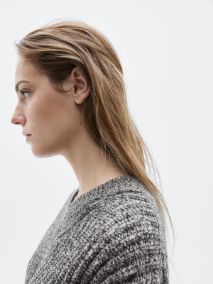 Sweter Z Melanżowej Dzianiny Ze 100% Wełny − Limited - Szary - - Massimo Dutti - Kobieta