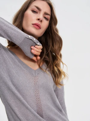 Sweter z metaliczną nitką szary Moodo