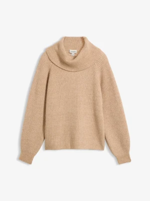 Sweter z miękkiej mieszanki wełny BonPrix beżowy