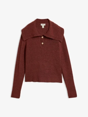 Sweter z miękkiej mieszanki wełny BonPrix brązowy