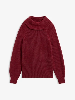 Sweter z miękkiej mieszanki wełny BonPrix czerwony