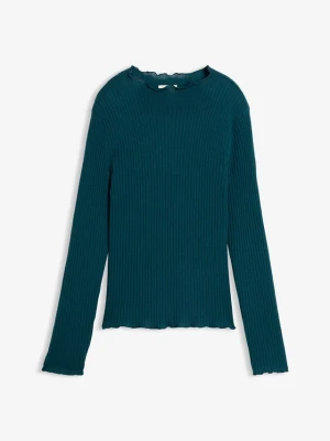 Sweter z miękkiej wełny merino BonPrix niebieski