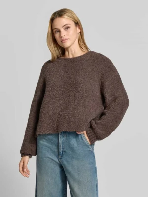 Sweter z mieszanka lnu z dodatkiem wełny z alpaki model 'Zolly' American Vintage Ciemnobrązowy