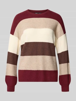 sweter z mieszanka wiskozy, krój regular fit, model 'LATIA' Only Bordowy
