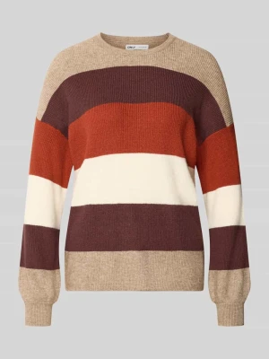 sweter z mieszanka wiskozy, krój regular fit, model 'LATIA' Only Piaskowy