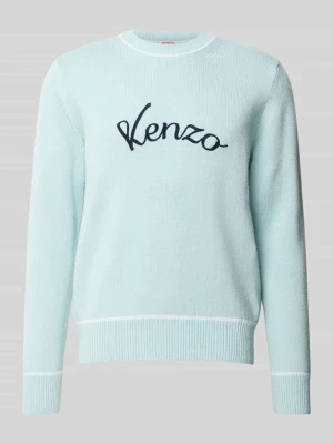 Sweter z mieszanki lnu Kenzo Jasnoturkusowy
