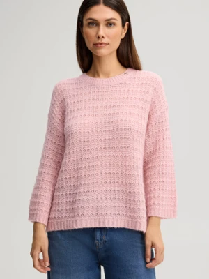 Sweter z mieszanki wełny alpaki z skróconymi rękawami w kolorze różowym JOOP!