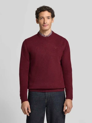Sweter z mieszanki wełny i jedwabiu z okrągłym dekoltem model 'TISBURY' Barbour Bordowy