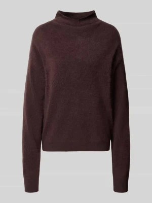 Sweter z mieszanki wełny i kaszmiru z golfem typu mock neck Boss Ciemnobrązowy