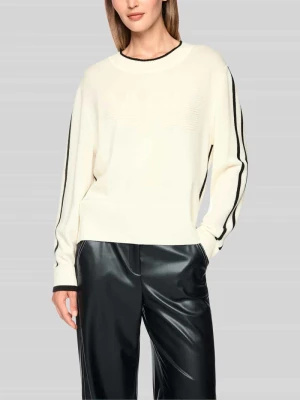 Sweter o kroju relaxed fit z mieszanka wełny i wełny z alpaki Marc Cain Biały