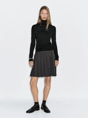 Sweter Z Mieszanki Wełny Z Golfem - Czarny - - Massimo Dutti - Kobieta