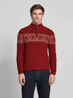Sweter z mieszanki wełny z norweskim wzorem i kołnierzem zapinanym RAGMAN