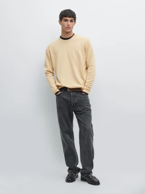 Sweter Z Mieszanki Wełny Z Okrągłym Dekoltem - Jasnożółty - - Massimo Dutti - Mężczyzna