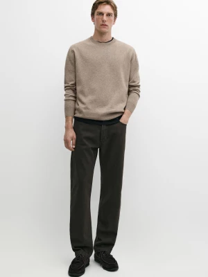 Sweter Z Mieszanki Wełny Z Okrągłym Dekoltem - Norkowy - Massimo Dutti - Male