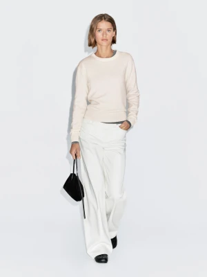 Sweter Z Mieszanki Wełny Z Okrągłym Dekoltem - Surowy - - Massimo Dutti - Kobieta