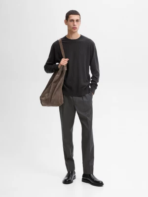 Sweter Z Mieszanki Wełny Z Okrągłym Dekoltem - Szary - - Massimo Dutti - Mężczyzna