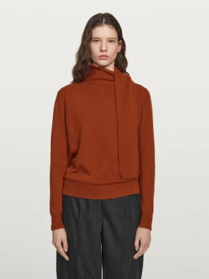 Sweter Z Mieszanki Wełny Z Szalikiem - Terakota - - Massimo Dutti - Kobieta