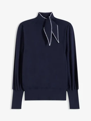 Sweter z mieszanki wiskozy BonPrix niebieski