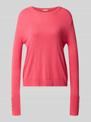 Sweter z mieszanki wiskozy z detalami w postaci guzików na rękawie Tom Tailor Różowy