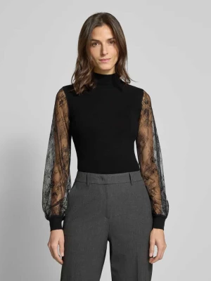 Sweter z mieszanki wiskozy z rękawami z koronki Oui