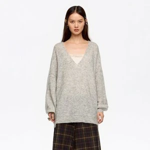 Sweter z moheru wewnętrznym topem z satyny jasnoszary BIMBA Y LOLA