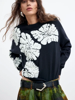 Sweter z nadrukiem M. C. Lacroix Desigual czarny