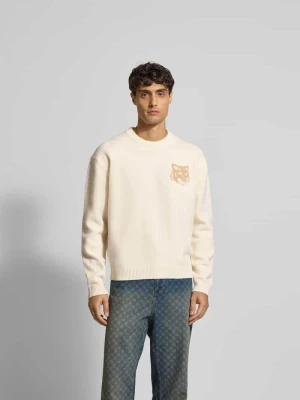 Sweter z nadrukiem z logo Maison Kitsuné Złamany biały