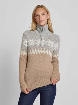 Sweter z norweskim wzorem i kołnierzem zapinanym model ‘Myking’ Dale of Norway