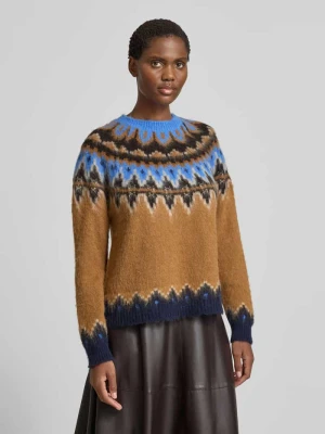 Sweter z norweskim wzorem i okrągłym dekoltem Oui