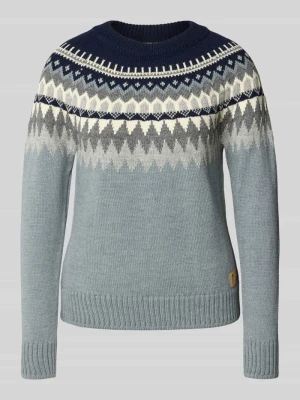 Sweter z norweskim wzorem z wełny model 'LOSNA' Dale of Norway Granatowy melanż