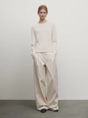 Sweter Z Okrągłym Dekoltem - Surowy - - Massimo Dutti - Kobieta