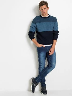 Sweter z okrągłym dekoltem, w stylu colour-blocking bonprix