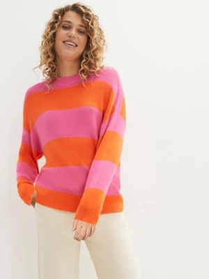 Sweter z okrągłym dekoltem, w szerokie paski bonprix