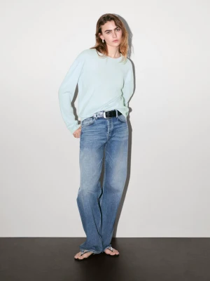 Sweter Z Okrągłym Dekoltem Ze 100% Kaszmiru - Błękitny - - Massimo Dutti - Kobieta