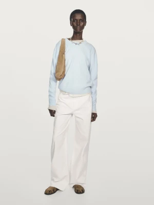 Sweter Z Okrągłym Dekoltem Ze 100% Kaszmiru - Błękitny - - Massimo Dutti - Kobieta
