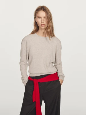 Kaszmirowy Sweter Z Okrągłym Dekoltem - Norkowy - - Massimo Dutti - Kobieta