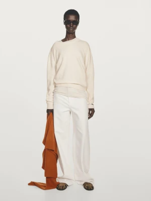 Kaszmirowy Sweter Z Okrągłym Dekoltem - Surowy - - Massimo Dutti - Kobieta