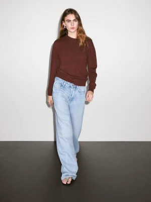 Sweter Z Okrągłym Dekoltem Ze 100% Kaszmiru - Terakota - - Massimo Dutti - Kobieta