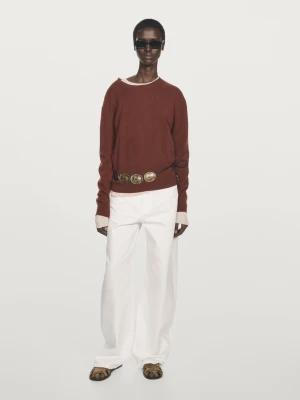 Sweter Z Okrągłym Dekoltem Ze 100% Kaszmiru - Terakota - - Massimo Dutti - Kobieta