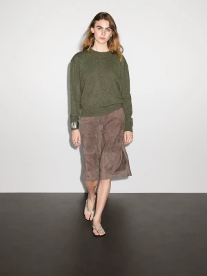 Sweter Z Okrągłym Dekoltem Ze 100% Kaszmiru - Ziel Pop - - Massimo Dutti - Kobieta