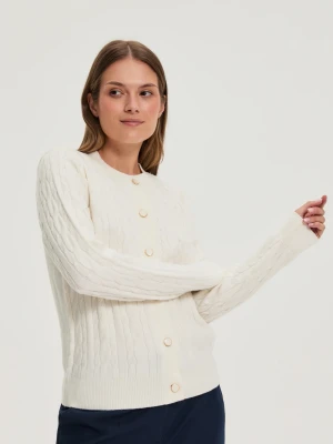 Sweter z ozdobnym splotem ecru Moodo