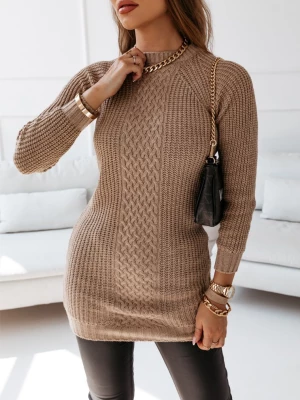 Sweter z ozdobnym warkoczowym splotem Ottalia - odcienie brązu - odcienie brązu Pakuten