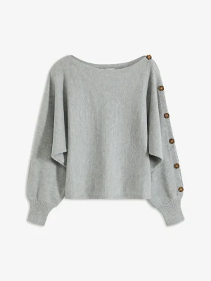 Sweter z ozdobnymi guzikami BonPrix szary