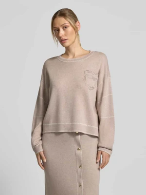 Sweter z ozdobnymi guzikami Liu Jo Beżowy
